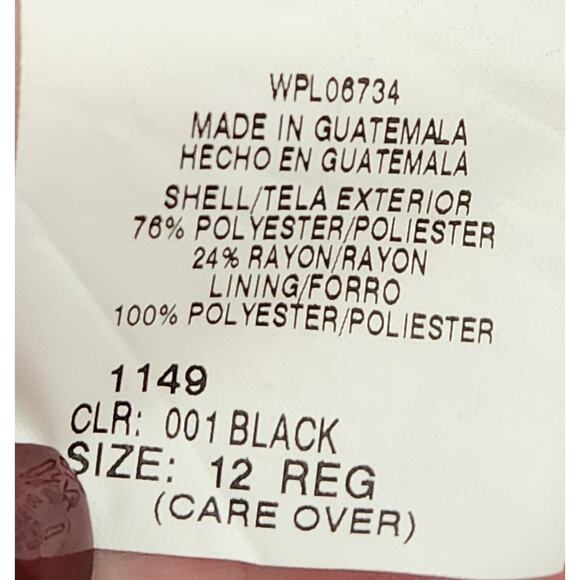 Van Heusen Black Women's Blazer 12 Reg Lined Faux Pockets Notched Collar - Picture 4 of 5